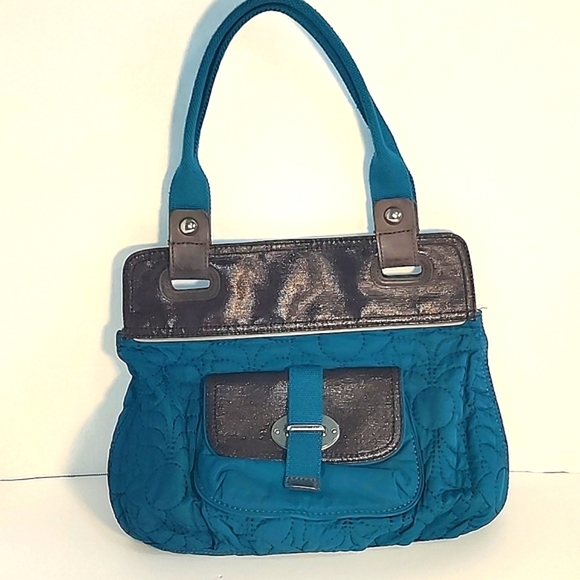 Fossil Bags Fossil Keyper Large Teal Quilted Tote Bag With Brown